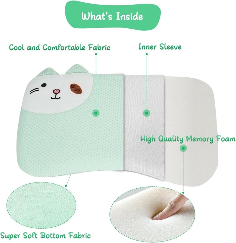 VEMBAP Kid Pillows for Sleeping, Memory Foam Toddler Pillow for Kids,Cool Flat Pillow, Ultra Thin Design,Easy to Carry for Traveling or Camping (Age 2 to 15)(Green, 18 in x 10.5 in) - Image 3